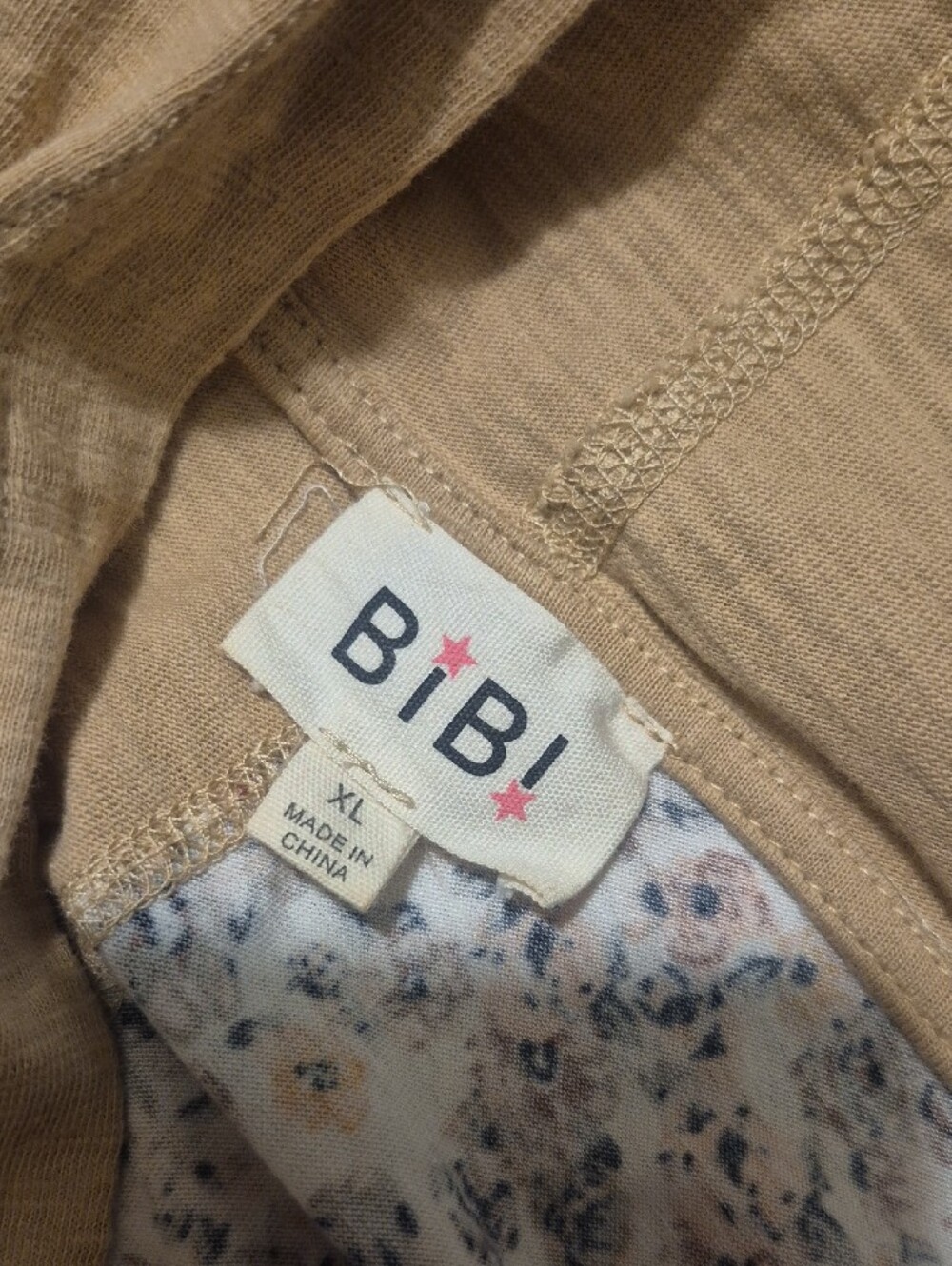 BiBi Beige Patchwork Hooded Top with Floral Panel - Picture 12 of 13